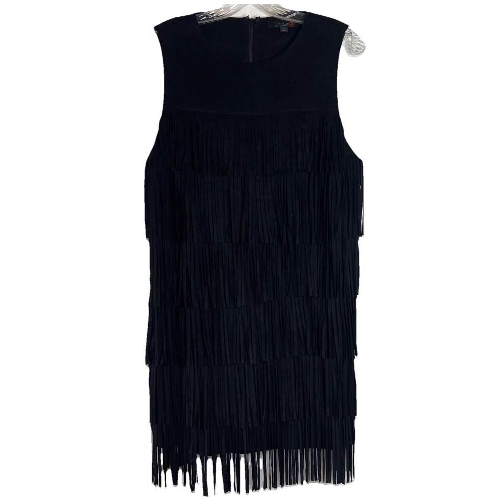 Guess black flapper-style fringe 1920s Gatsby  Fringe Dress Size Large